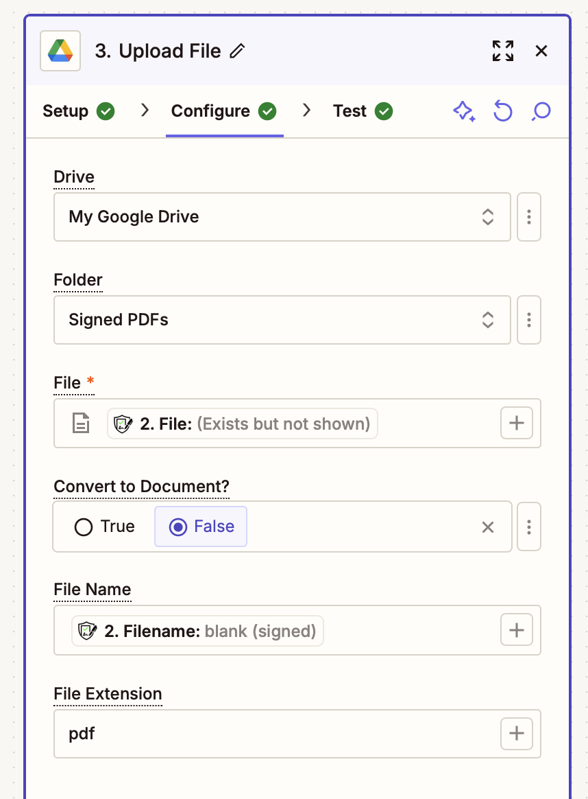 Configure zap output